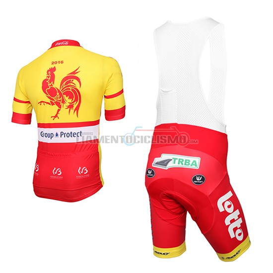 Abbigliamento Wallonie Bruxelles 2016 Manica Corta E Pantaloncino Con Bretelle giallo e rosso - Clicca l'immagine per chiudere